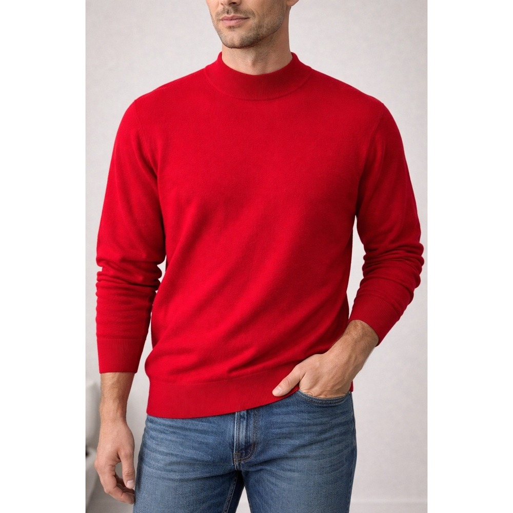 Gionfriddo Mens Red Merino Wool Blend‎ Mock Neck Sweater Made in Italy Size XL